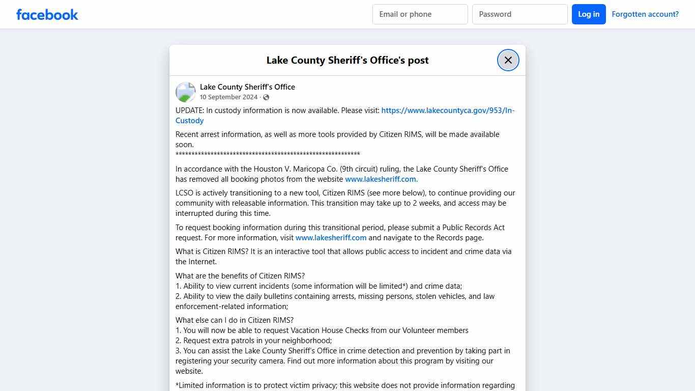 UPDATE: In custody... - Lake County Sheriff's Office | Facebook